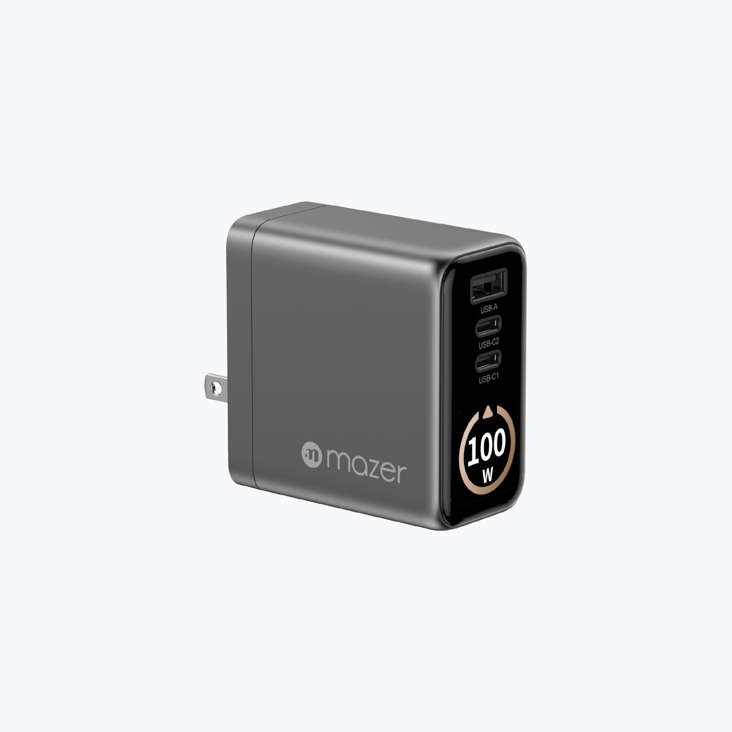 AiPrestigeGaN 100W Gan Wall Charger Ai Display with Travel Pins (3 Ports)