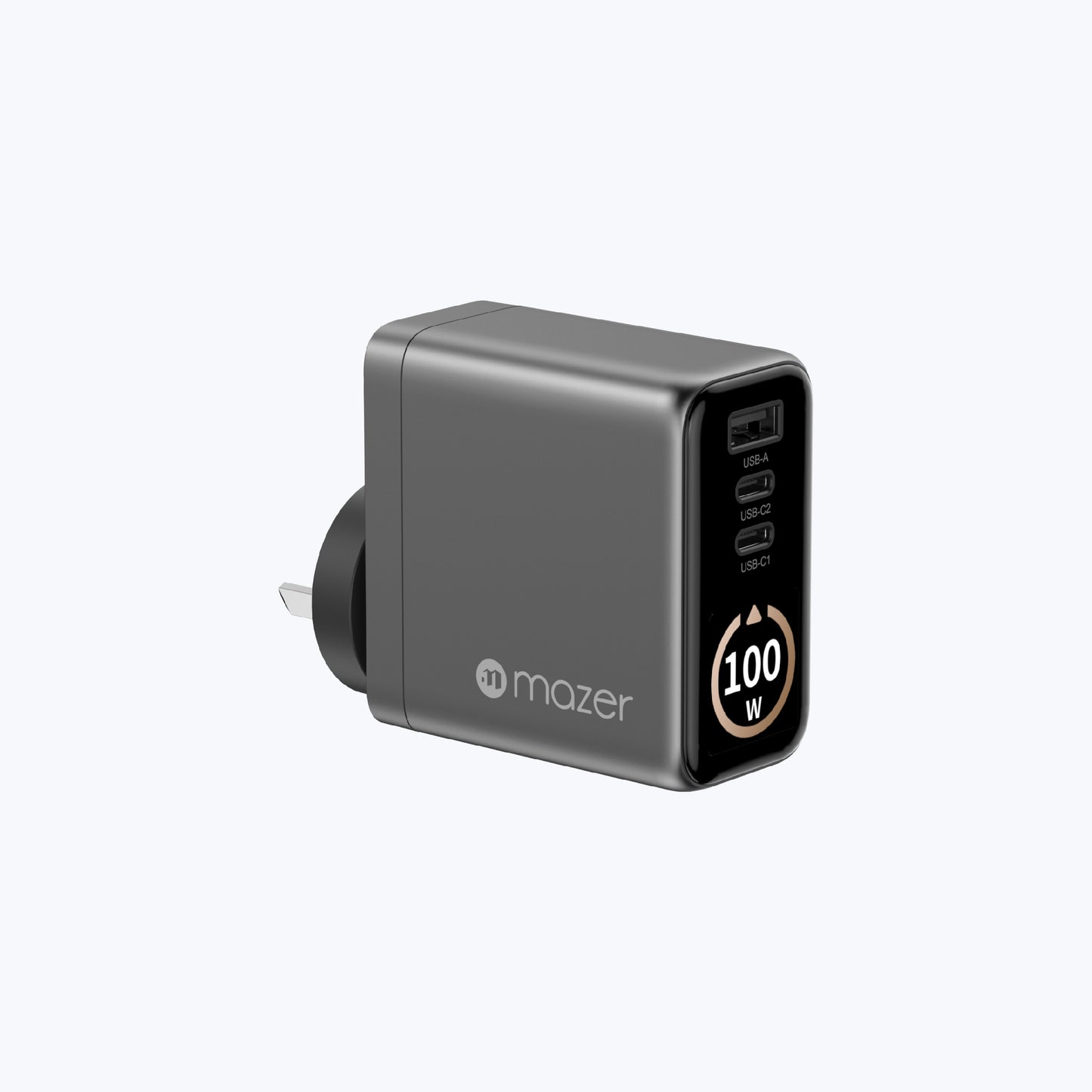 AiPrestigeGaN 100W Gan Wall Charger Ai Display with Travel Pins (3 Ports)