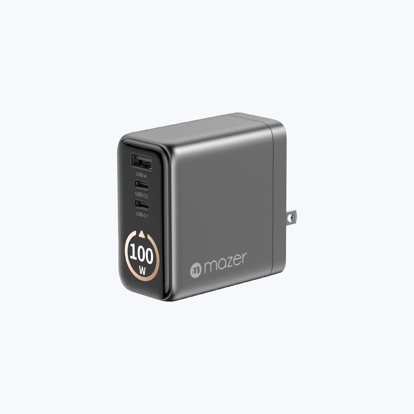 AiPrestigeGaN 100W Gan Wall Charger Ai Display with Travel Pins (3 Ports)