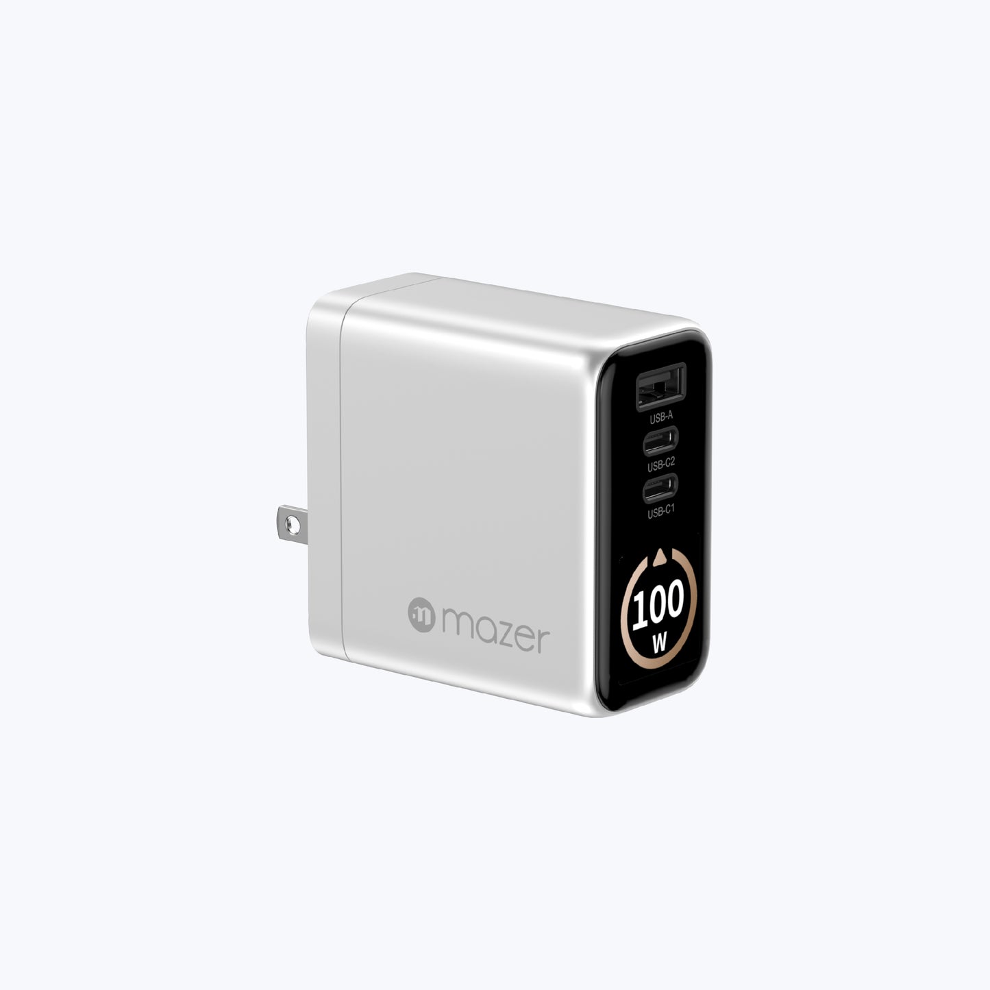 AiPrestigeGaN 100W Gan Wall Charger Ai Display with Travel Pins (3 Ports)