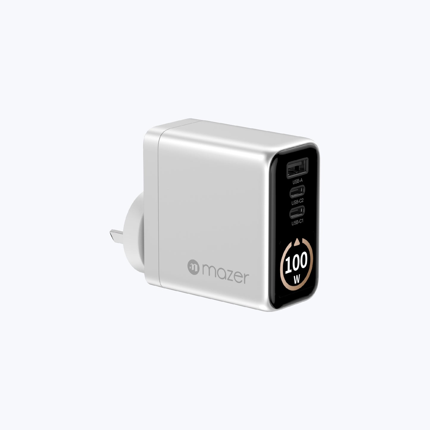 AiPrestigeGaN 100W Gan Wall Charger Ai Display with Travel Pins (3 Ports)