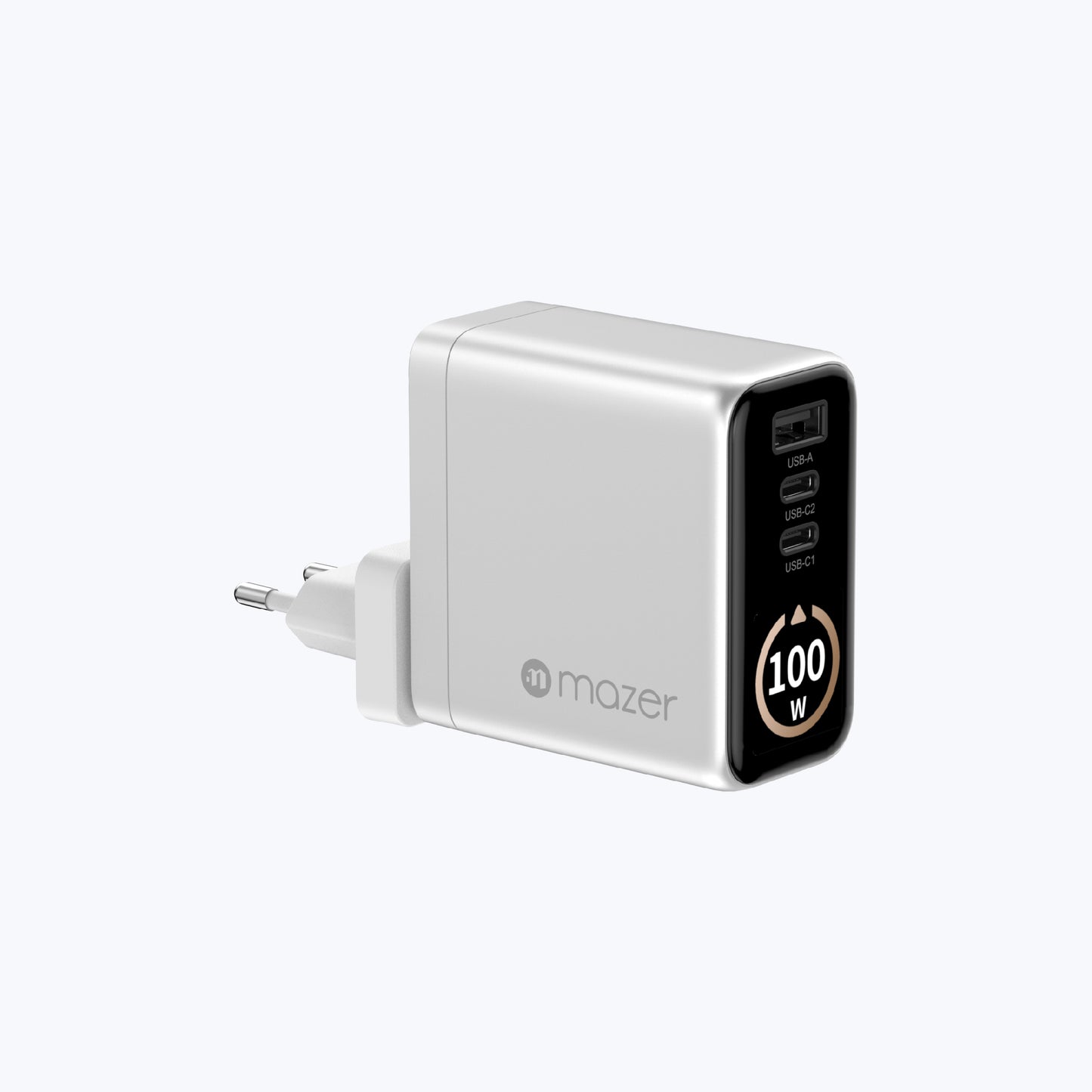 AiPrestigeGaN 100W Gan Wall Charger Ai Display with Travel Pins (3 Ports)