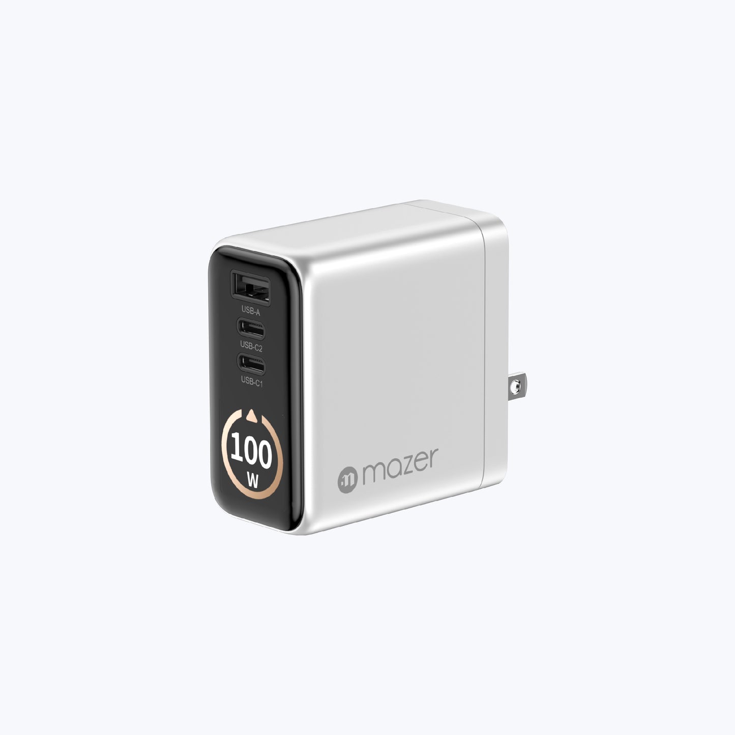 AiPrestigeGaN 100W Gan Wall Charger Ai Display with Travel Pins (3 Ports)
