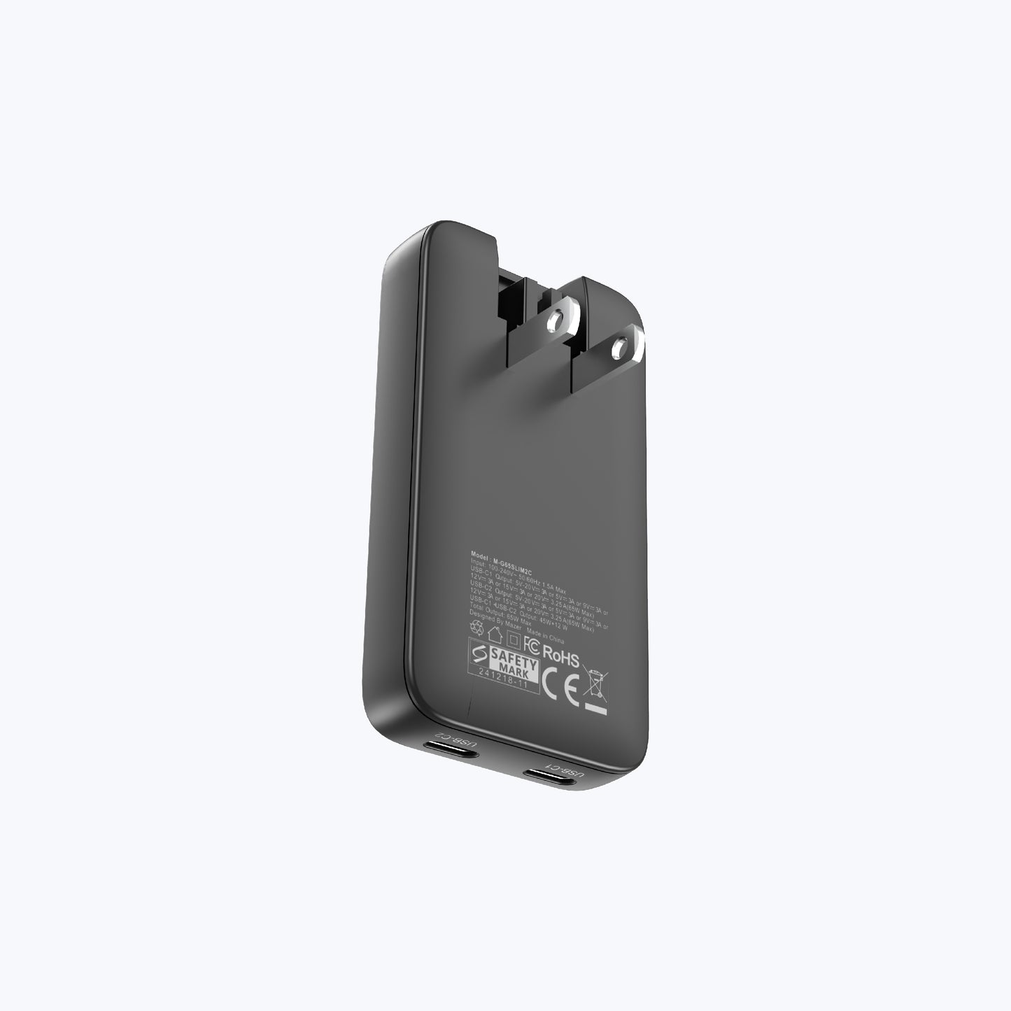 GaNPrestige Slim 2C 65W GaN Wall Charger With Travel Pins (2 Ports)