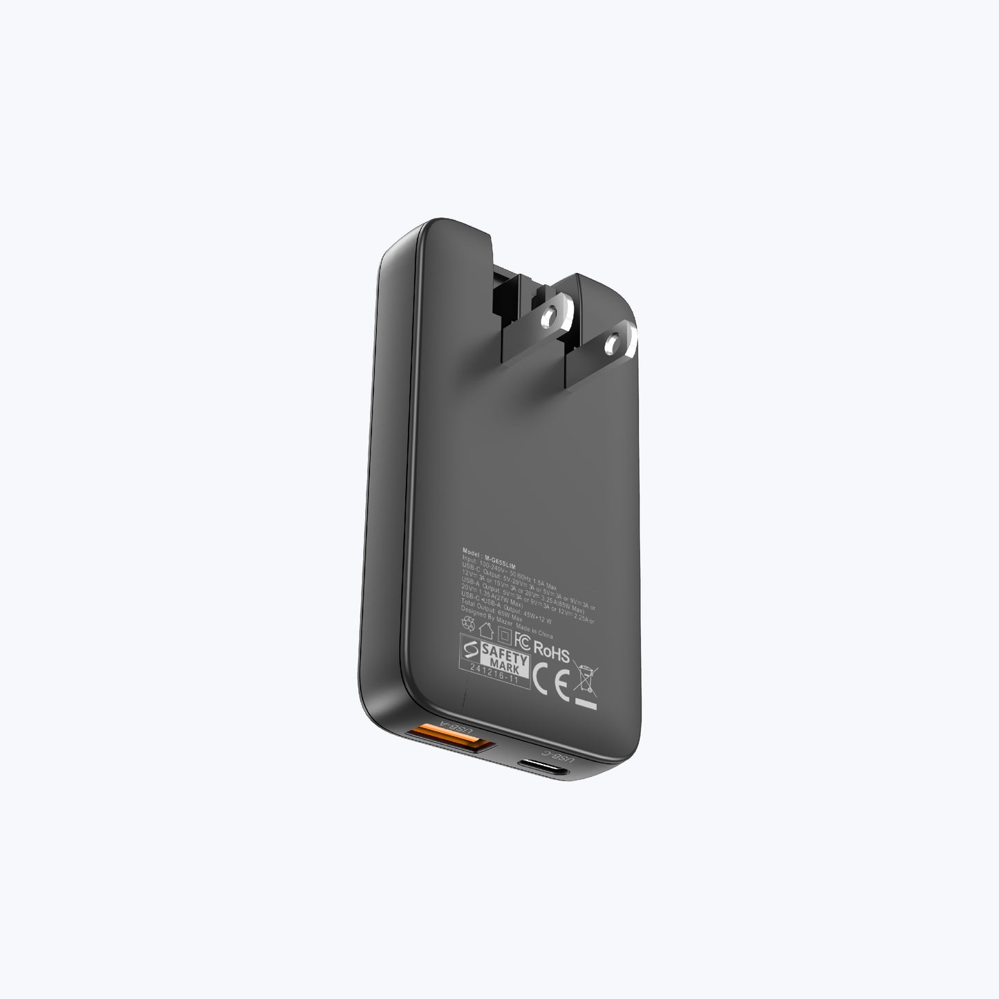 GaNPrestige Slim 65W GaN Wall Charger With Travel Pins (2 Ports)