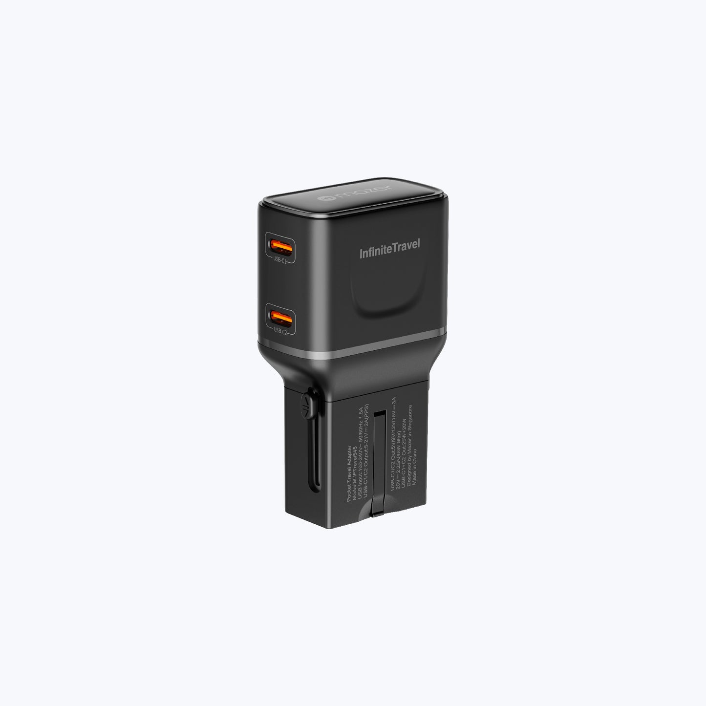 InfiniteTravel Pocket 45W Travel Charger Universal Travel Charger with USB-C Ports