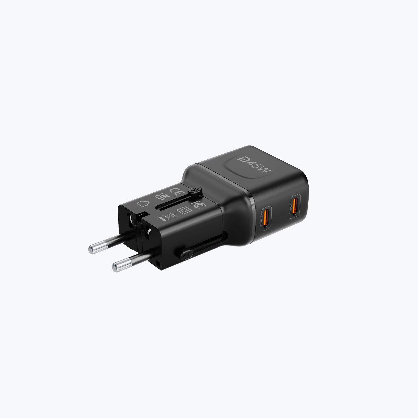 InfiniteTravel Pocket 45W Travel Charger Universal Travel Charger with USB-C Ports