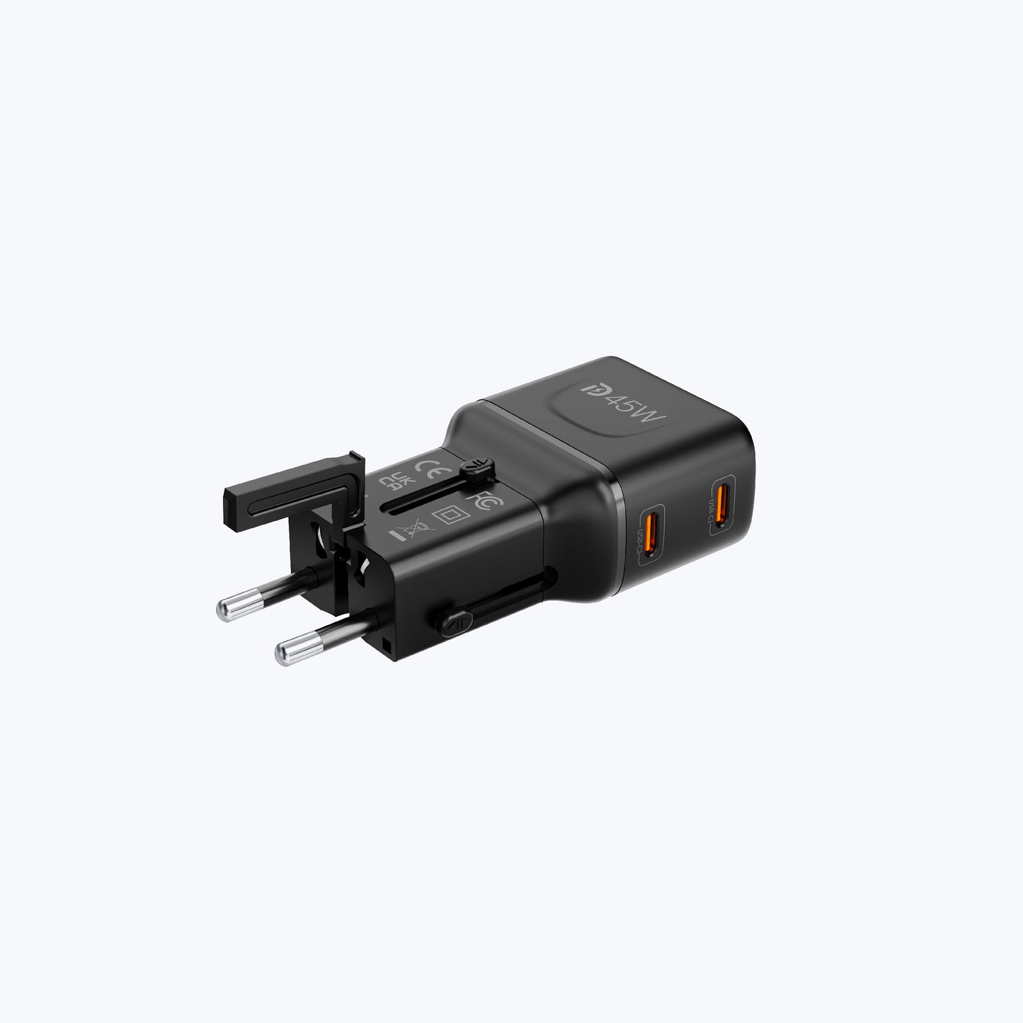 InfiniteTravel Pocket 45W Travel Charger Universal Travel Charger with USB-C Ports
