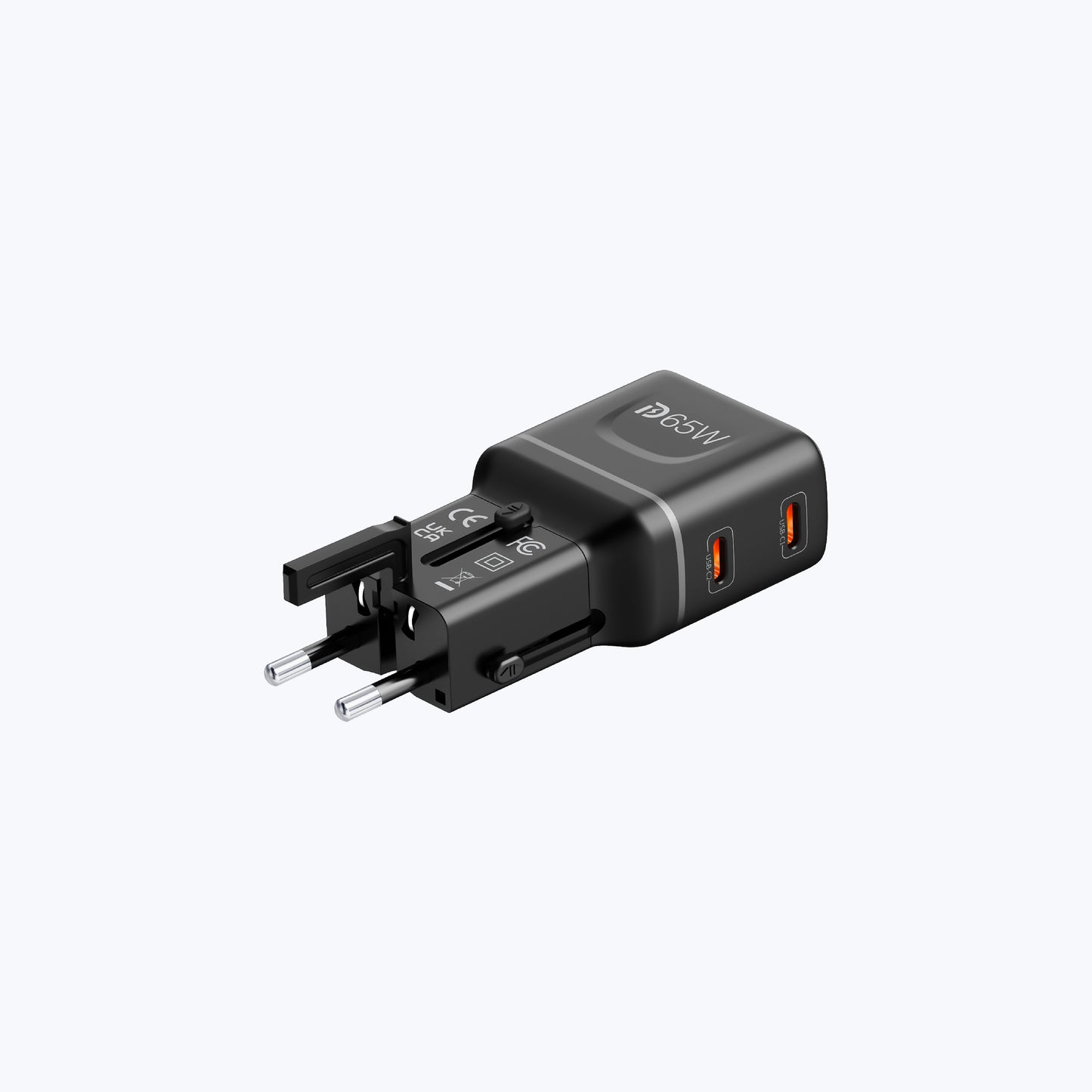 InfiniteTravel Pocket 65W Travel Charger Universal Travel Charger with USB-C Ports