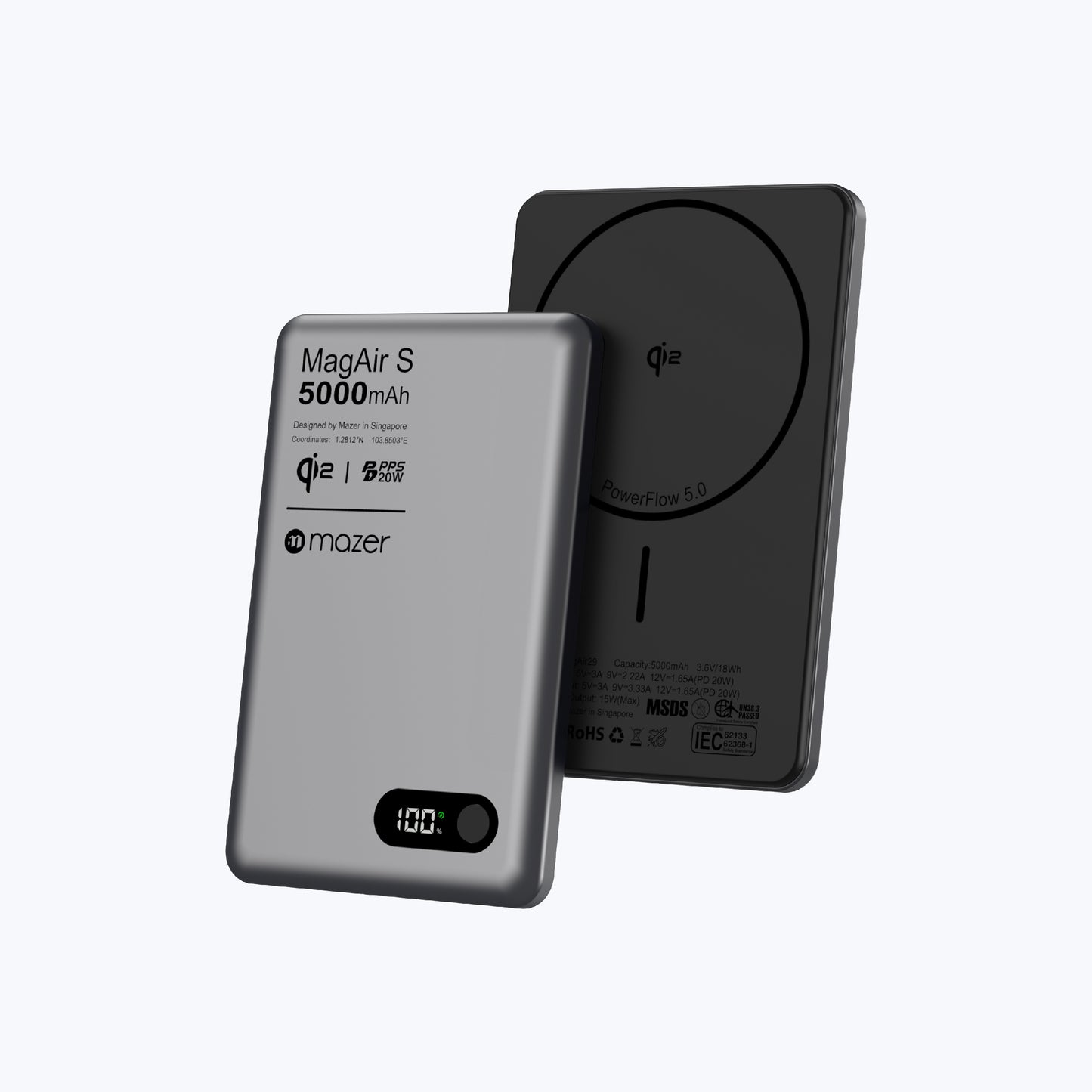 MagAir29 5000mAh Ultra Slim Magnetic Wireless Power Bank Qi2 Certified 15W