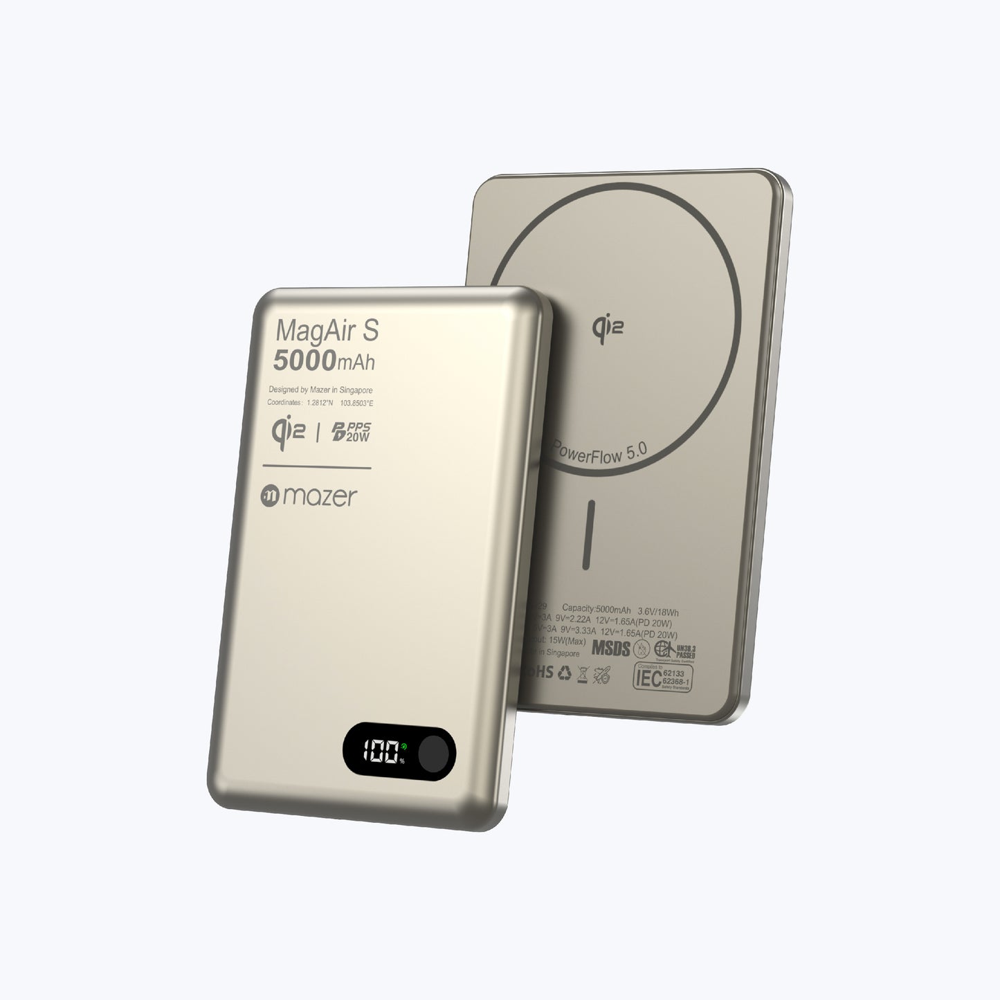 MagAir29 5000mAh Ultra Slim Magnetic Wireless Power Bank Qi2 Certified 15W