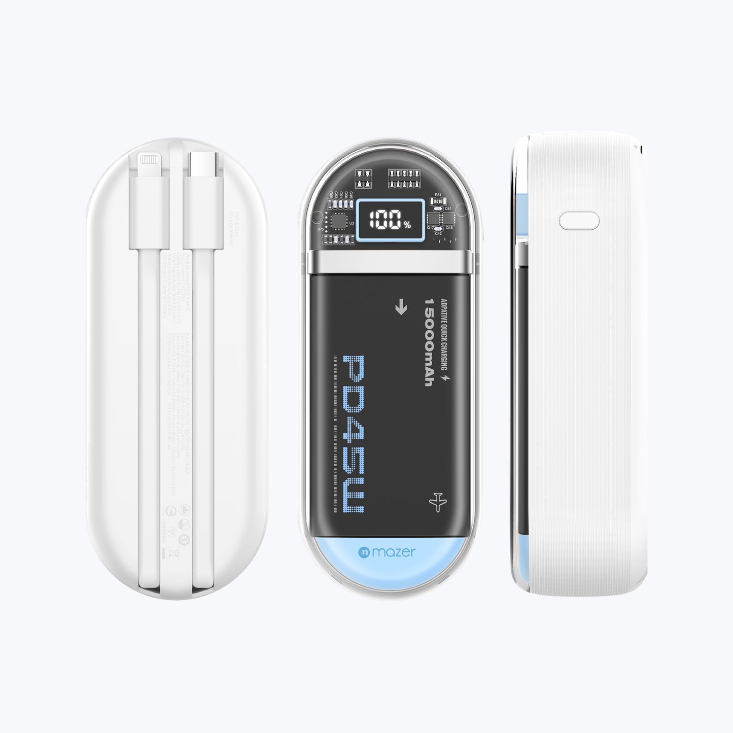 PowerCharge Link 1545 15000mAh PD45W (Built-in Dual USB-C + Lightning Cables) Power Bank