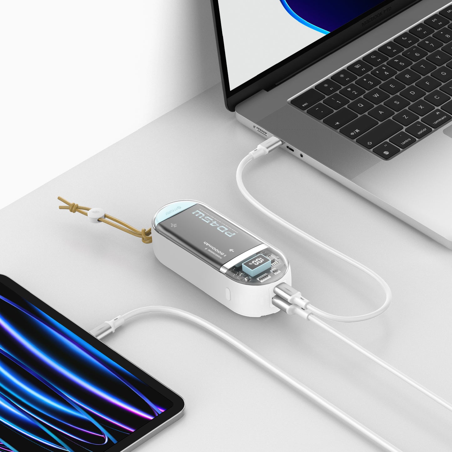 PowerCharge Link 1545 15000mAh PD45W (Built-in Dual USB-C + Lightning Cables) Power Bank