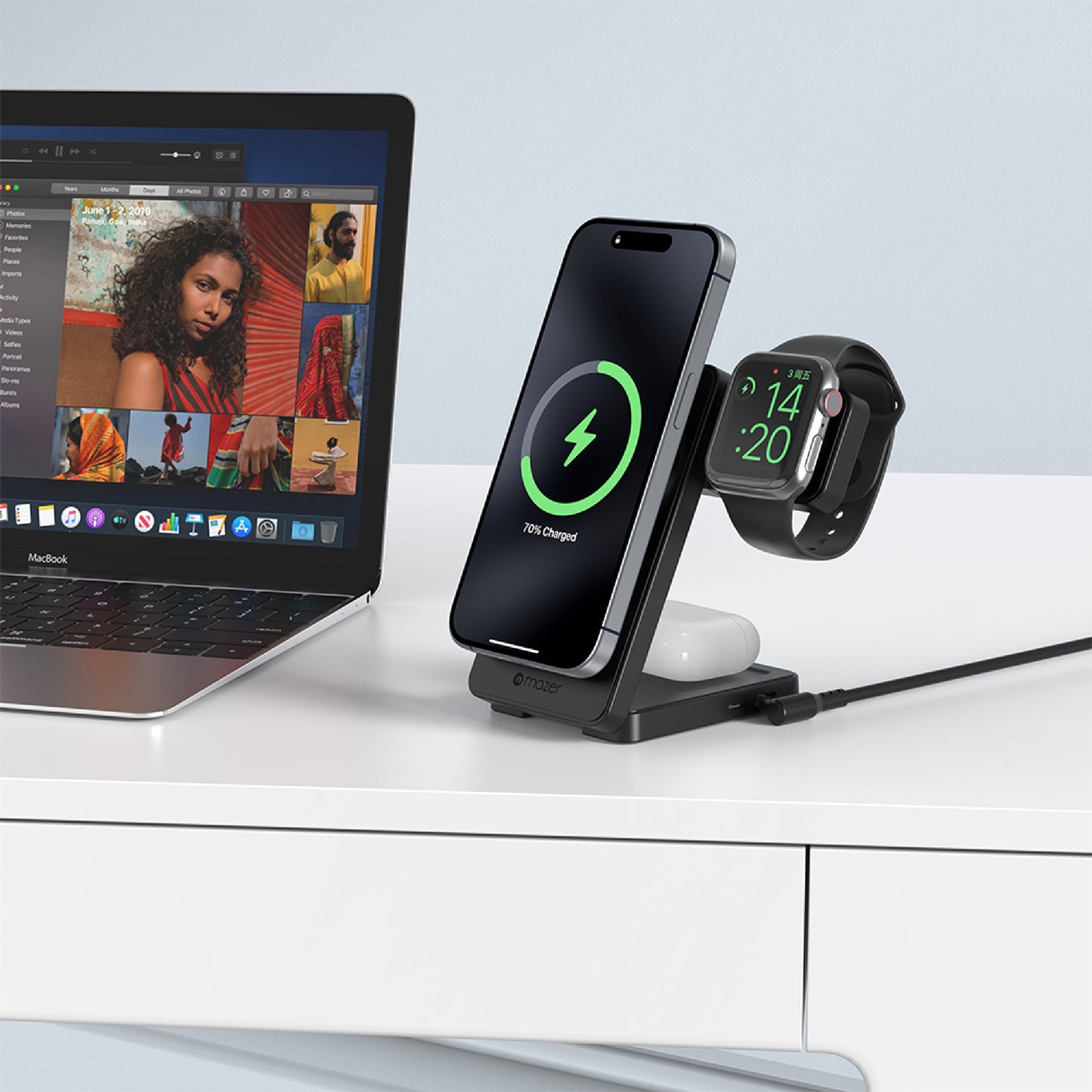 MagFold 06 Qi2 Certified 15w Foldable 3-in-1 Wireless Charger