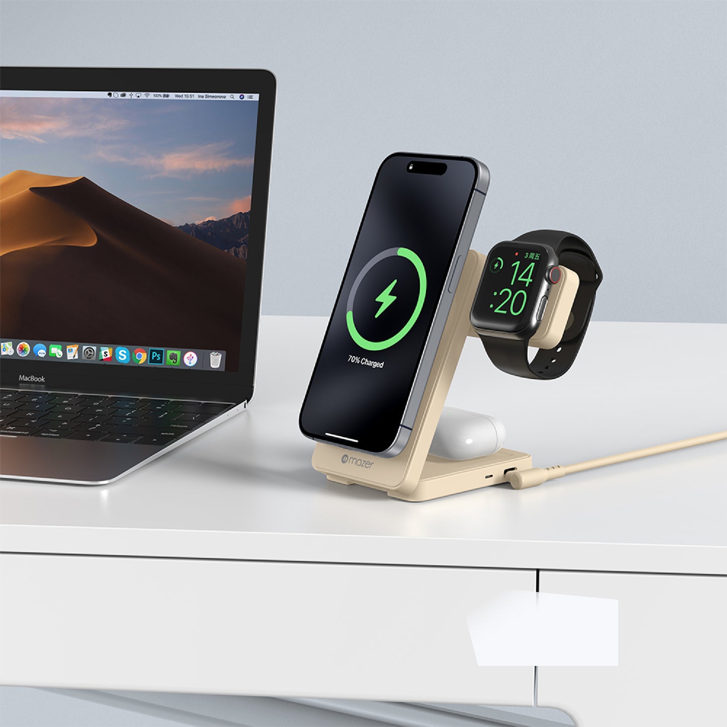 MagFold 06 Qi2 Certified 15w Foldable 3-in-1 Wireless Charger