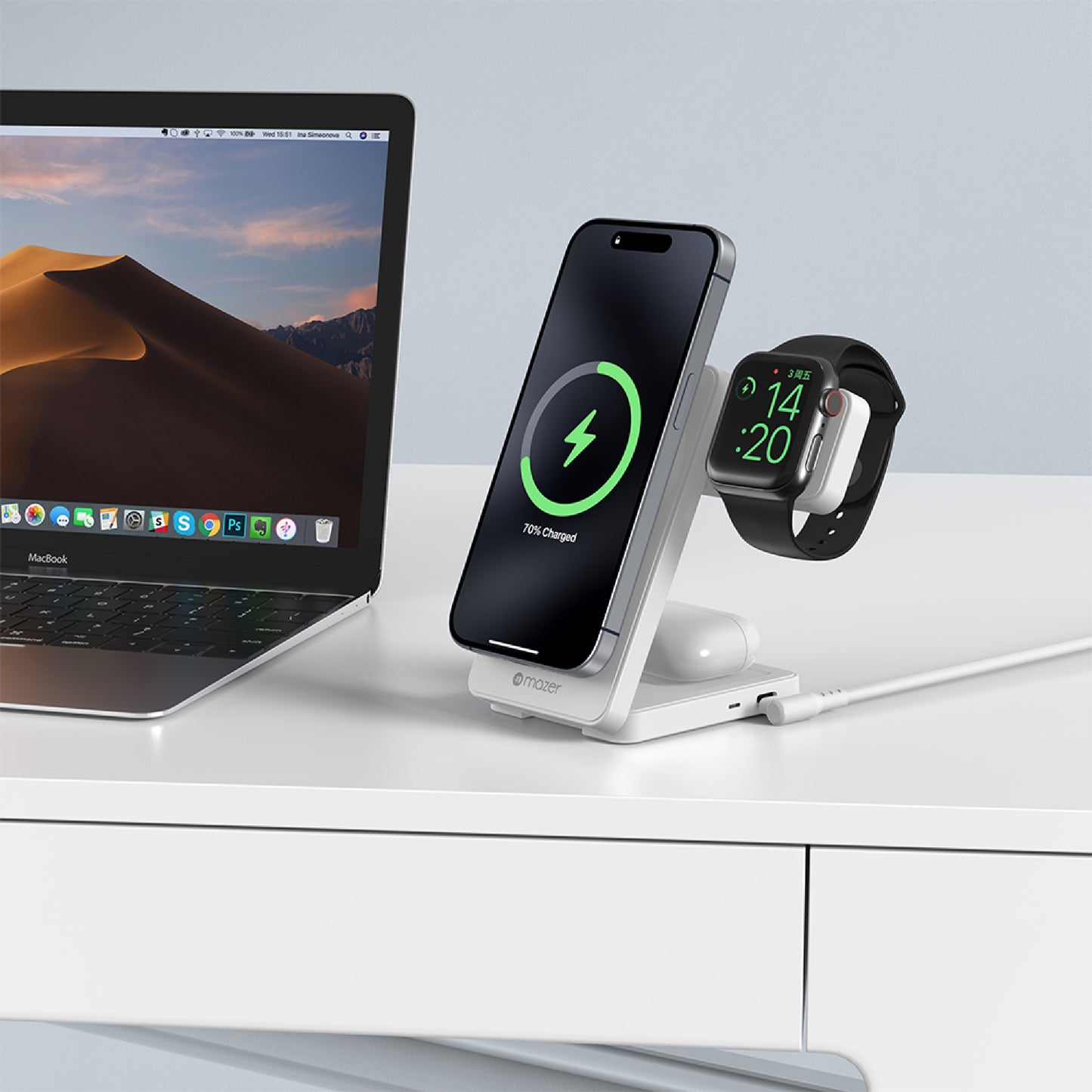 MagFold 06 Qi2 Certified 15w Foldable 3-in-1 Wireless Charger