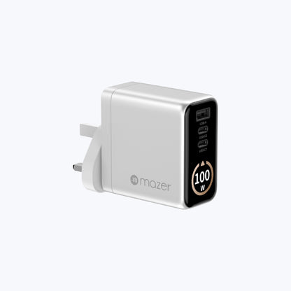 AiPrestigeGaN 100W Gan Wall Charger Ai Display with Travel Pins (3 Ports)