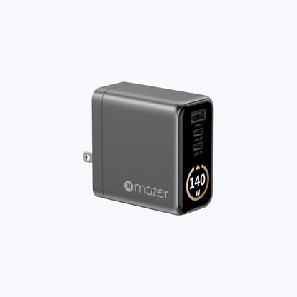 AiPrestigeGaN 140W Gan Wall Charger Ai Display with Travel Pins (3 Ports)