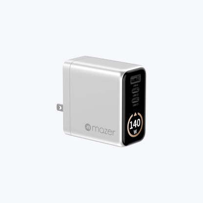 AiPrestigeGaN 140W Gan Wall Charger Ai Display with Travel Pins (3 Ports)