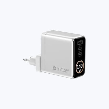 AiPrestigeGaN 140W Gan Wall Charger Ai Display with Travel Pins (3 Ports)