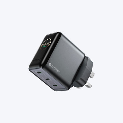 PrestigeGaN Ai 120W GaN Wall Charger Ai Display (3 Ports)