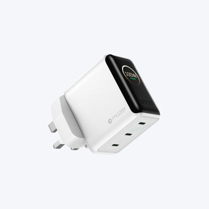 PrestigeGaN Ai 120W GaN Wall Charger Ai Display (3 Ports)