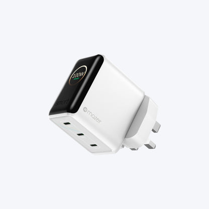 PrestigeGaN Ai 120W GaN Wall Charger Ai Display (3 Ports)