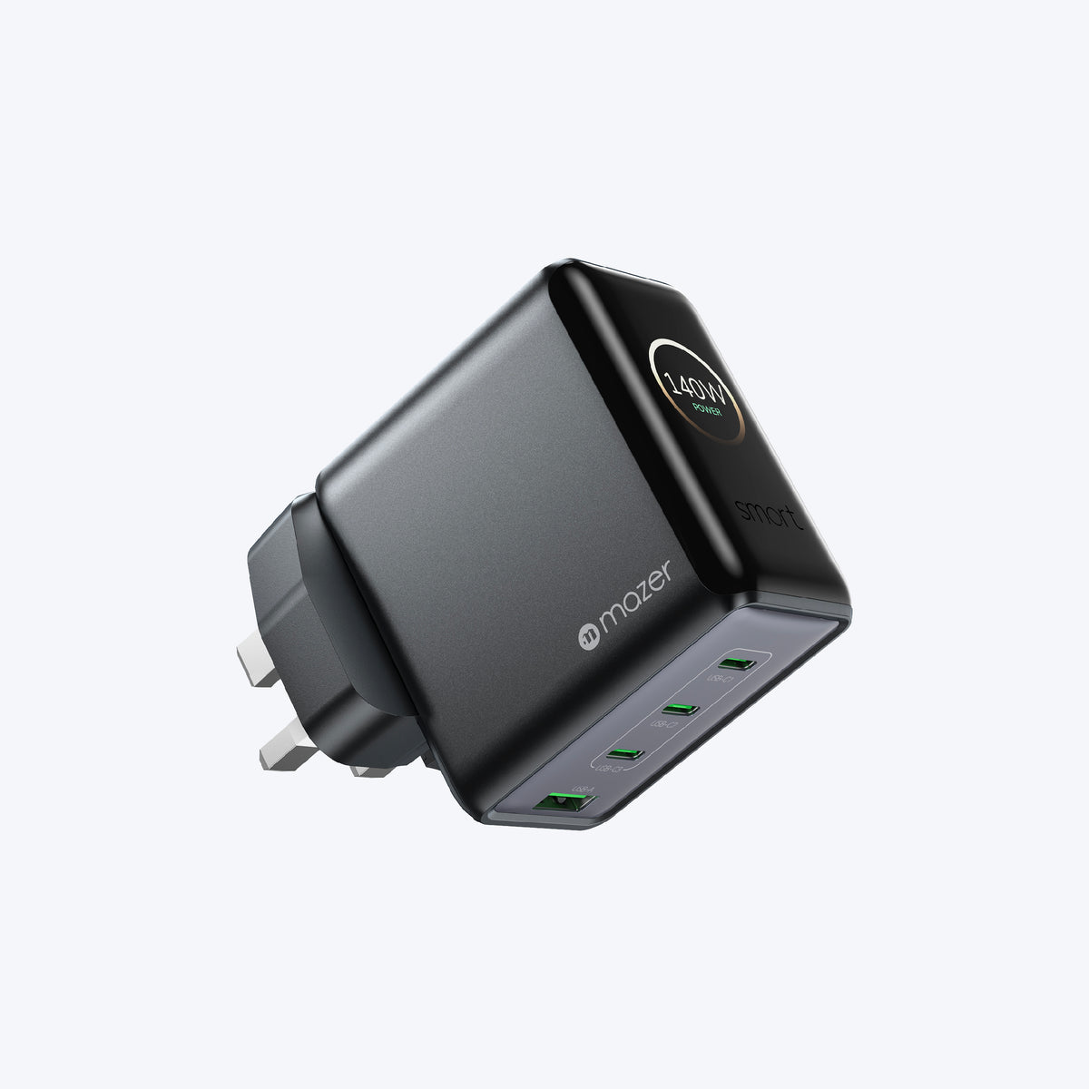 PrestigeGaN Ai 140W GaN Wall Charger Ai Display (4 Ports)