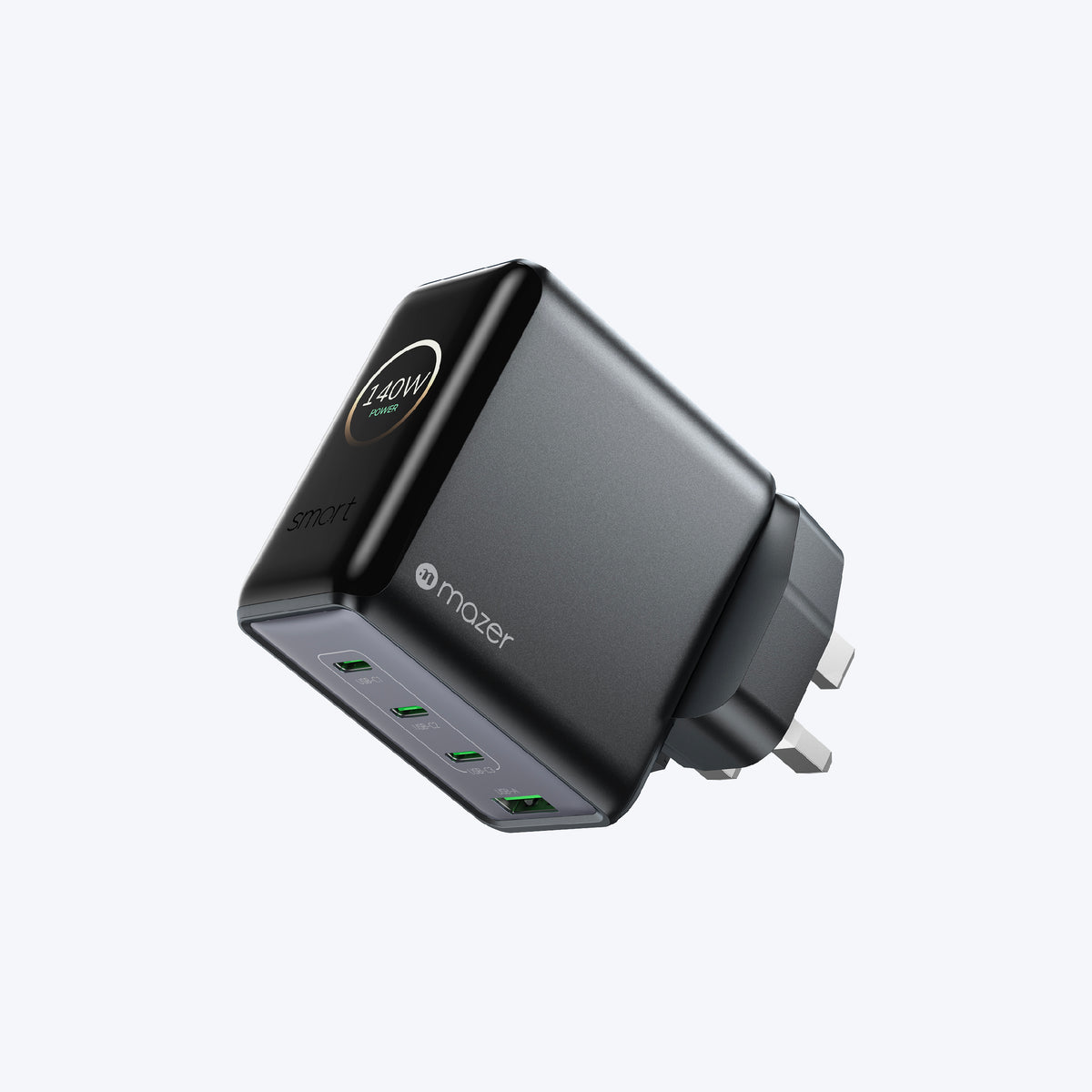 PrestigeGaN Ai 140W GaN Wall Charger Ai Display (4 Ports)