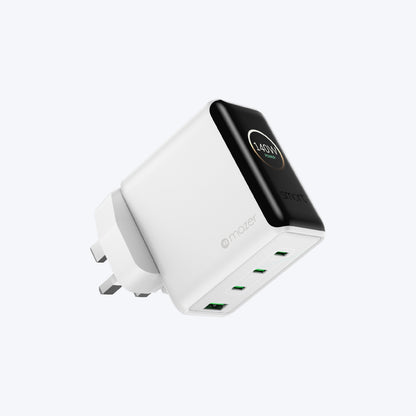 PrestigeGaN Ai 140W GaN Wall Charger Ai Display (4 Ports)