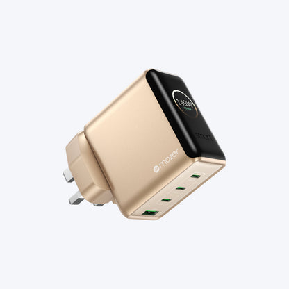 PrestigeGaN Ai 140W GaN Wall Charger Ai Display (4 Ports)