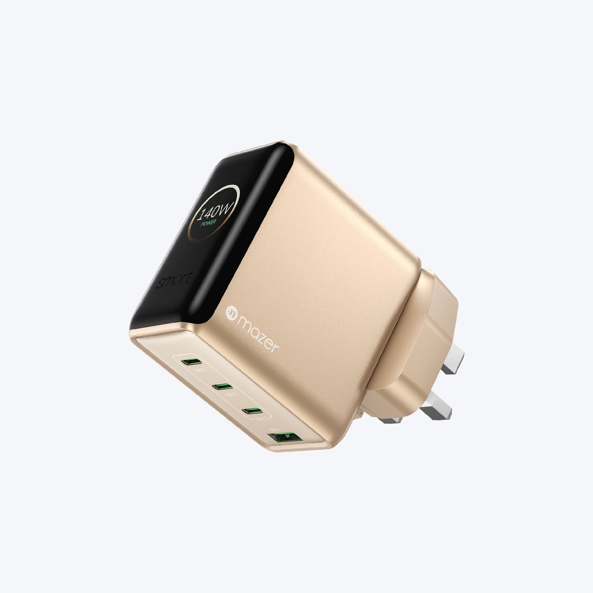 PrestigeGaN Ai 140W GaN Wall Charger Ai Display (4 Ports)