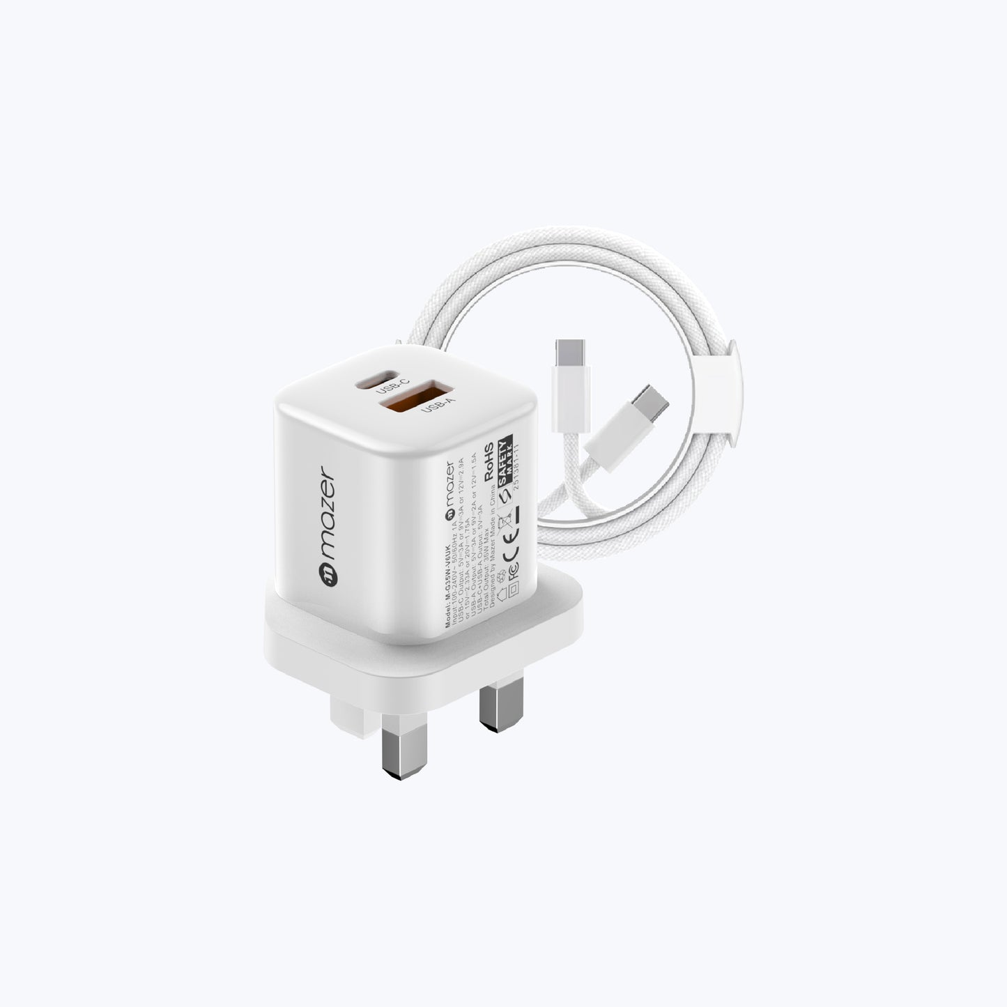 PrestigeGaN V6 35W GaN Wall Charger - UK (2 Ports) + USB-C Cable