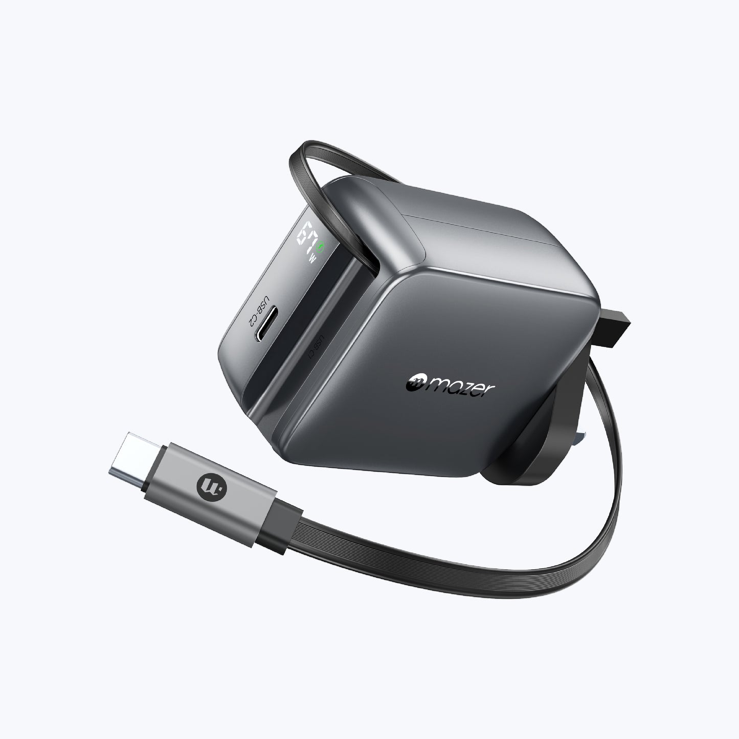 PrestigeGaN R 67W GaN Wall Charger with Retractable USB-C Cable