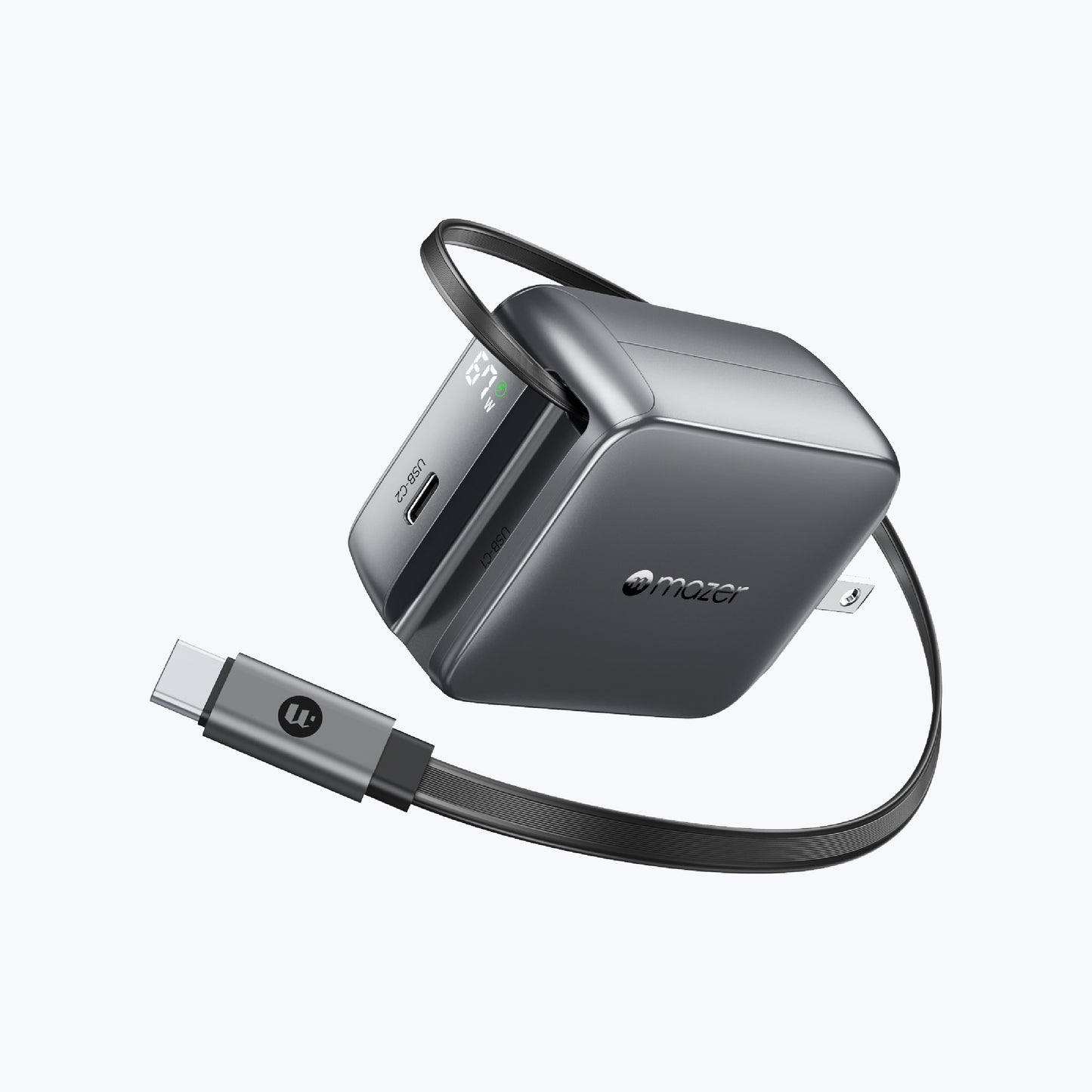 PrestigeGaN R 67W GaN Wall Charger with Retractable USB-C Cable