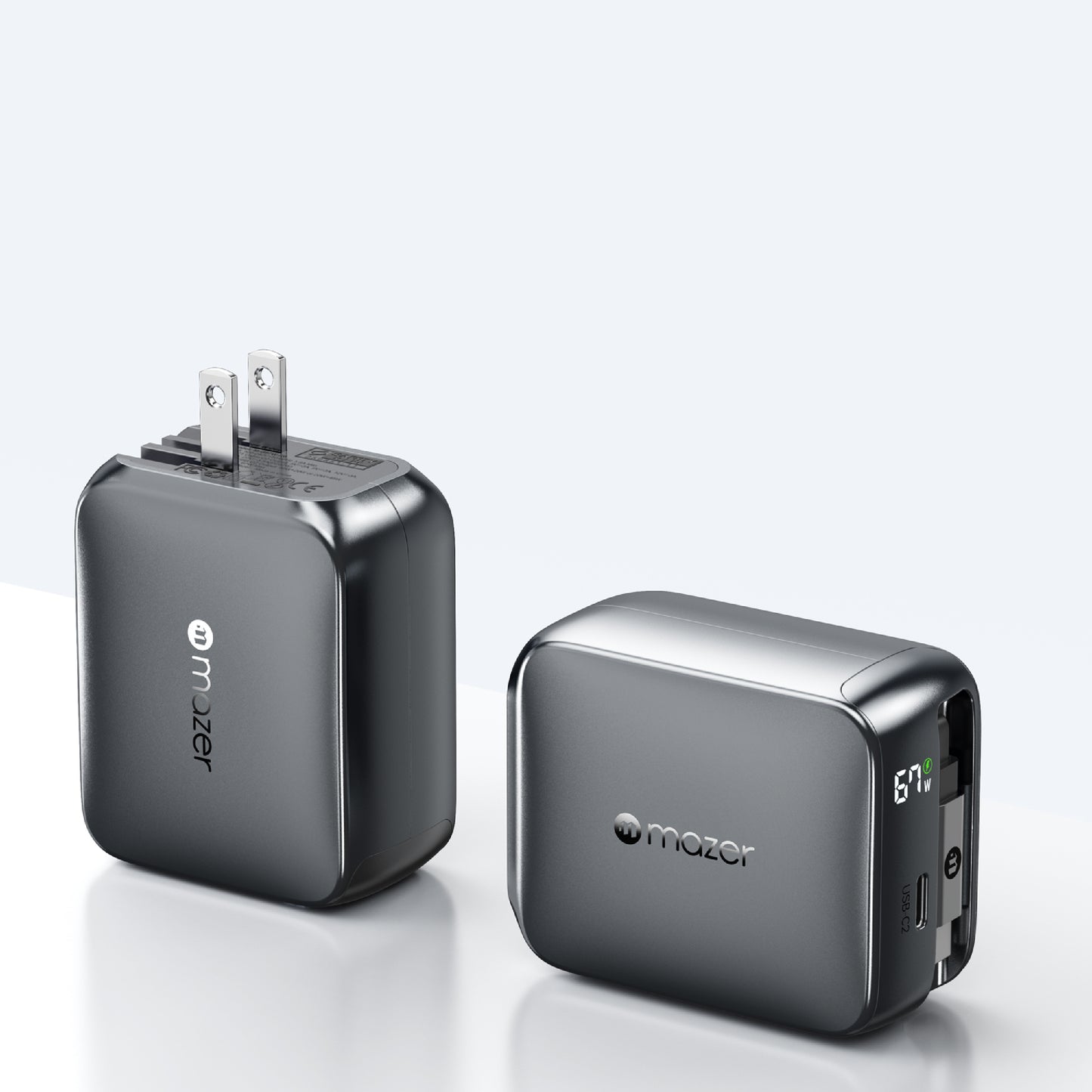 PrestigeGaN R 67W GaN Wall Charger with Retractable USB-C Cable