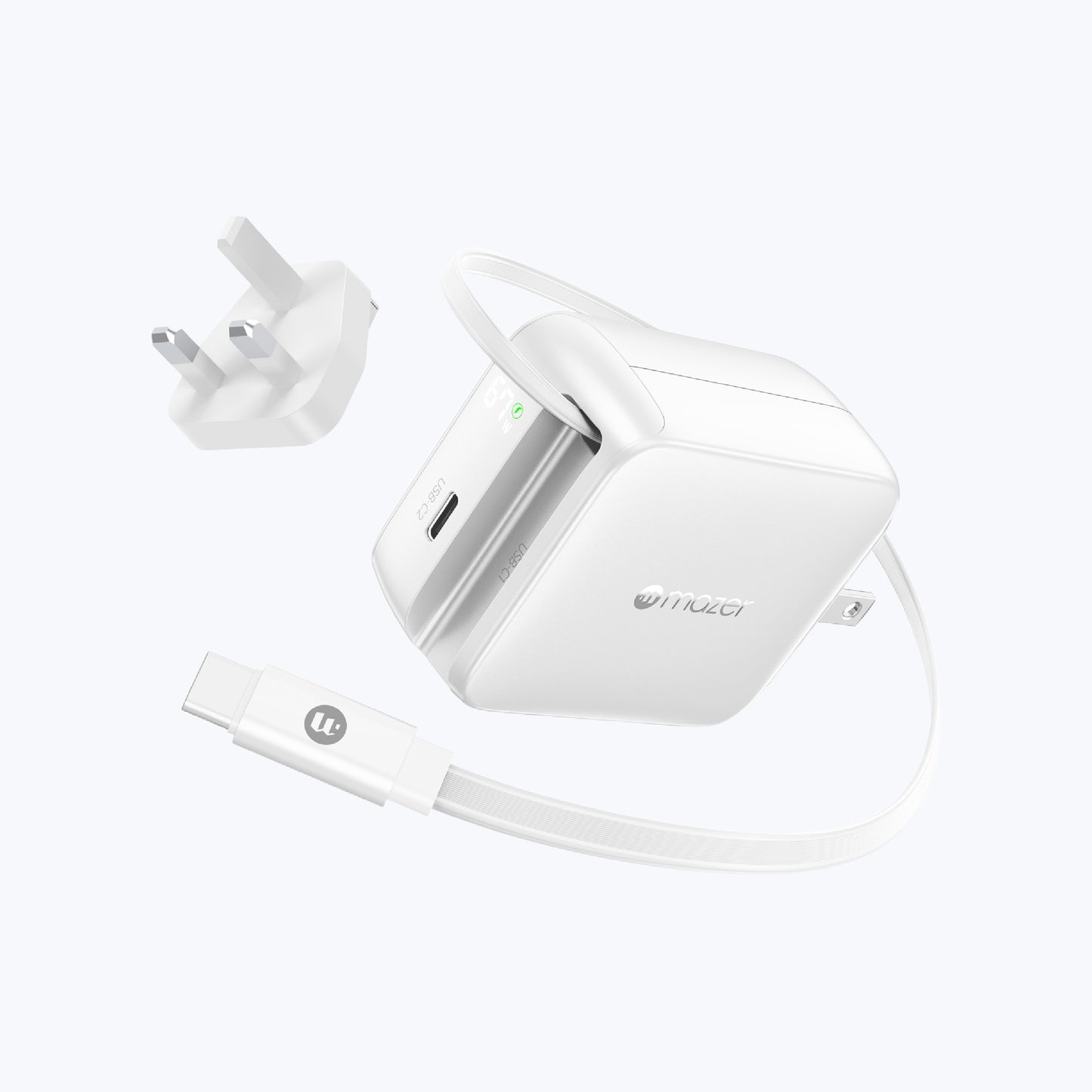 PrestigeGaN R 67W GaN Wall Charger with Retractable USB-C Cable