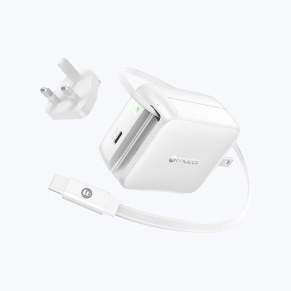 PrestigeGaN R 67W GaN Wall Charger with Retractable USB-C Cable