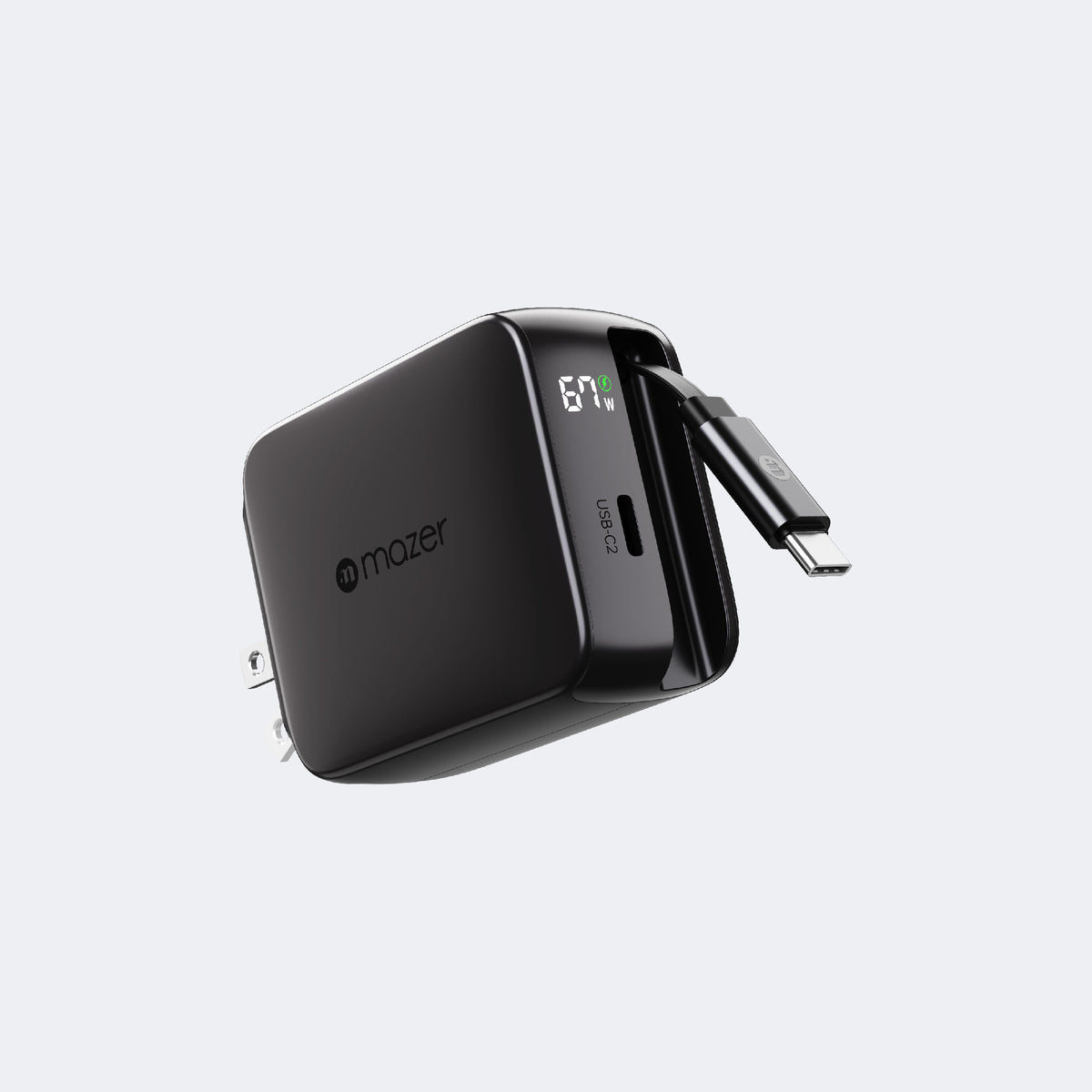 PrestigeGaN R 67W GaN Wall Charger with Retractable USB-C Cable