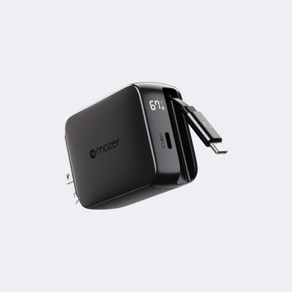 PrestigeGaN R 67W GaN Wall Charger with Retractable USB-C Cable