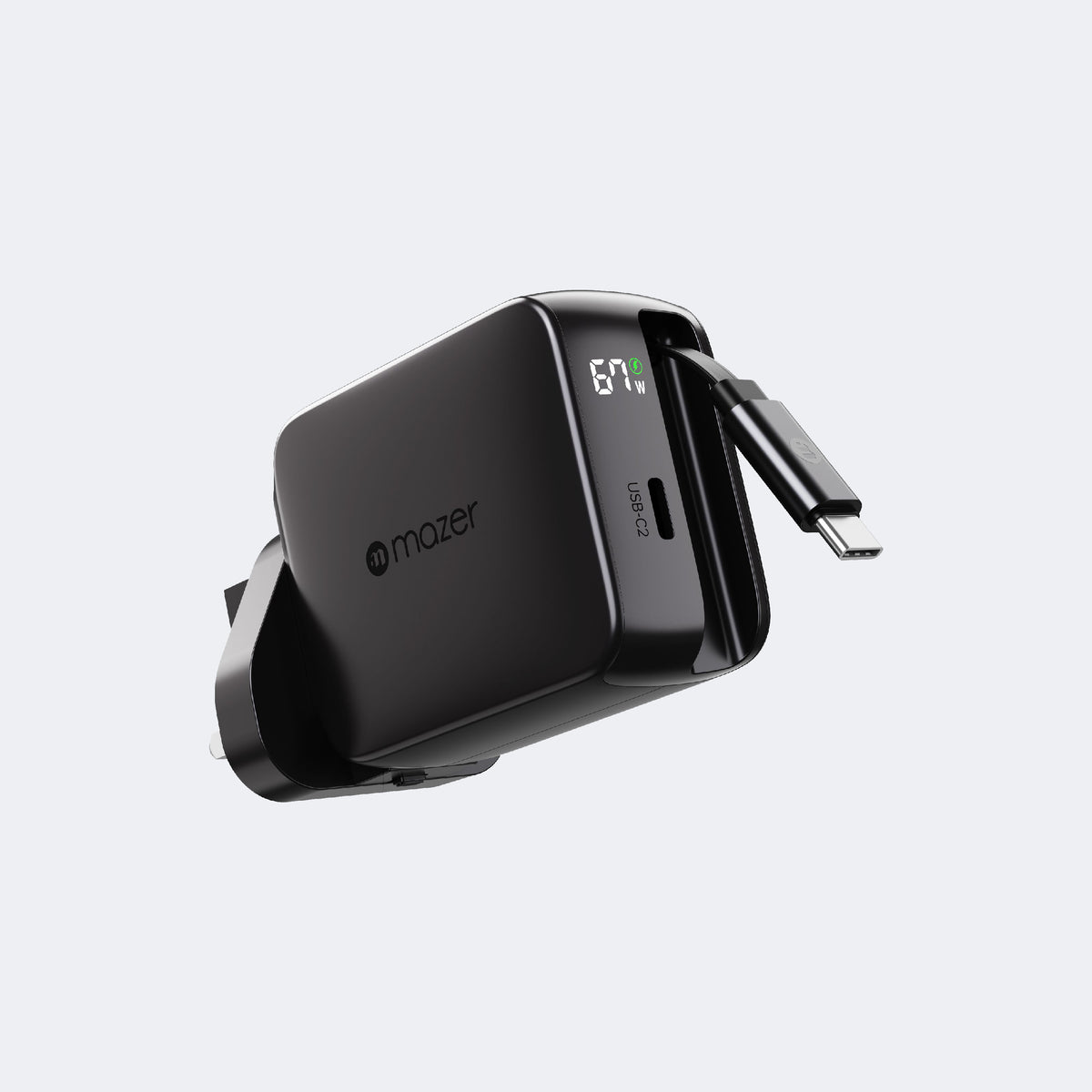 PrestigeGaN R 67W GaN Wall Charger with Retractable USB-C Cable