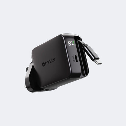 PrestigeGaN R 67W GaN Wall Charger with Retractable USB-C Cable