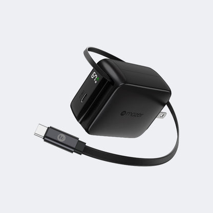 PrestigeGaN R 67W GaN Wall Charger with Retractable USB-C Cable