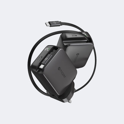 PrestigeGaN R 67W GaN Wall Charger with Retractable USB-C Cable