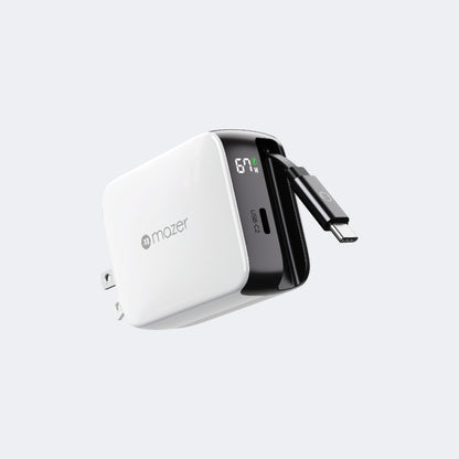 PrestigeGaN R 67W GaN Wall Charger with Retractable USB-C Cable