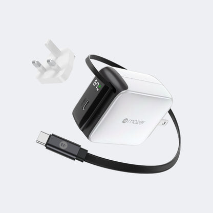 PrestigeGaN R 67W GaN Wall Charger with Retractable USB-C Cable