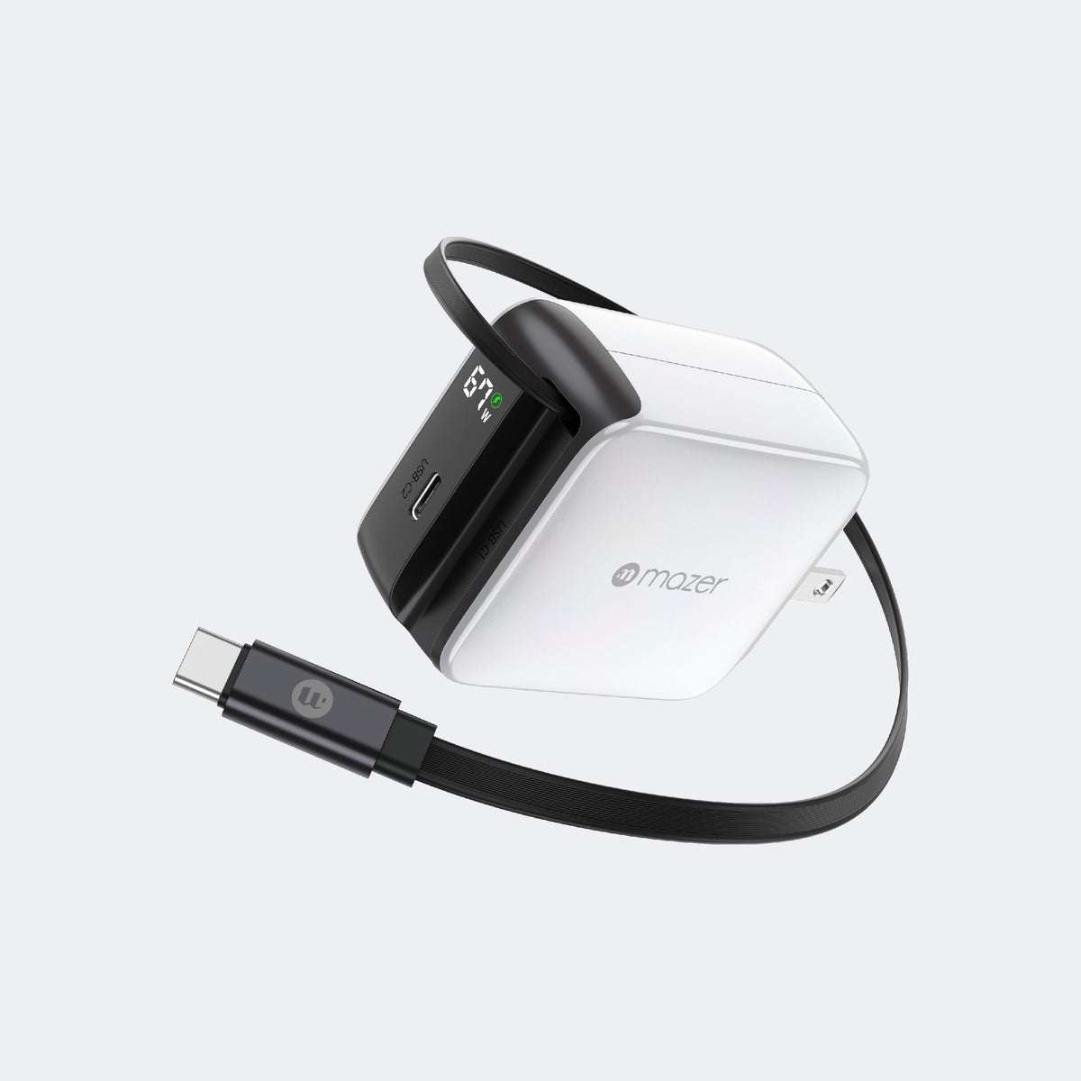 PrestigeGaN R 67W GaN Wall Charger with Retractable USB-C Cable