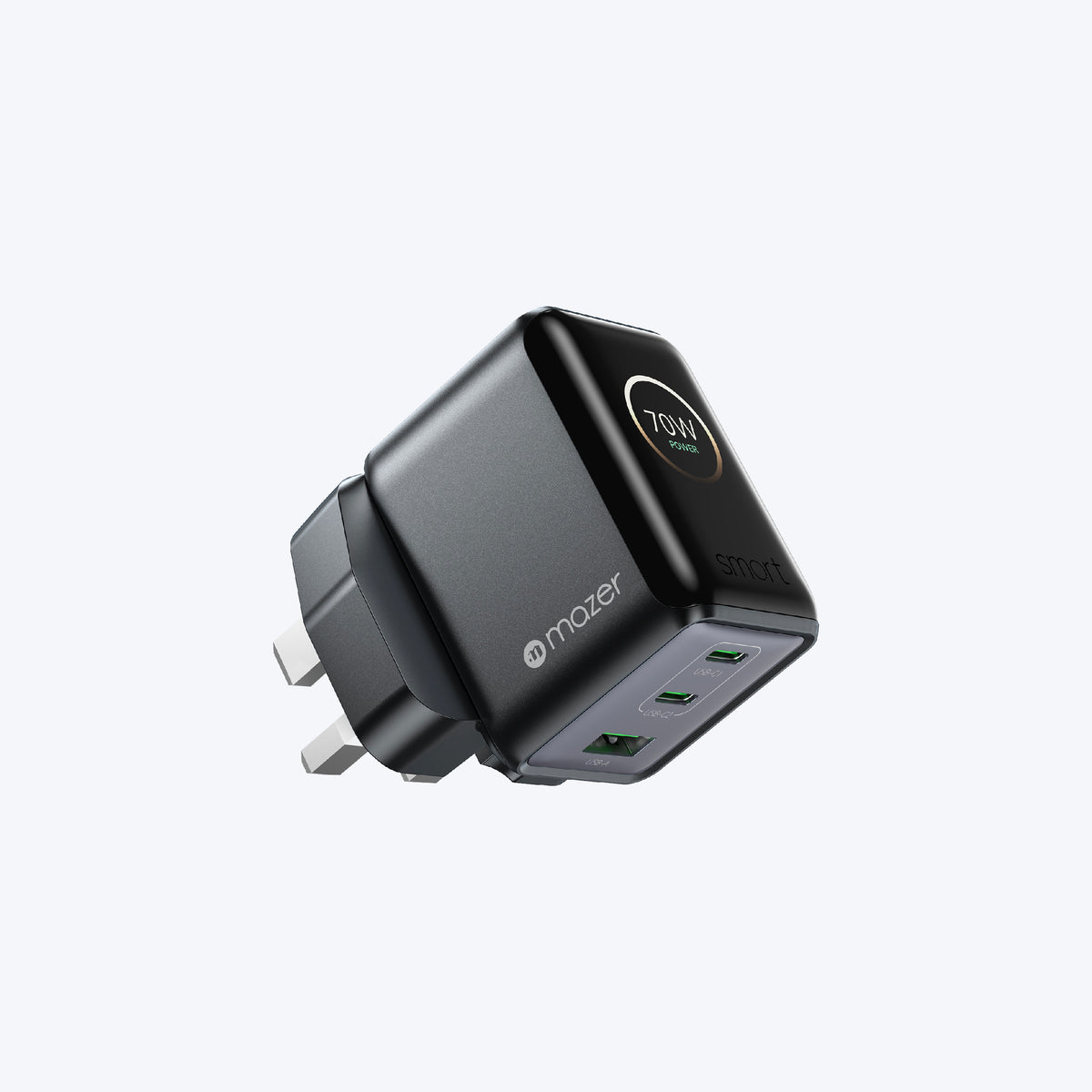 PrestigeGaN Ai 70W GaN Wall Charger Ai Display (3 Ports)