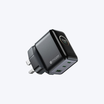 PrestigeGaN Ai 70W GaN Wall Charger Ai Display (3 Ports)