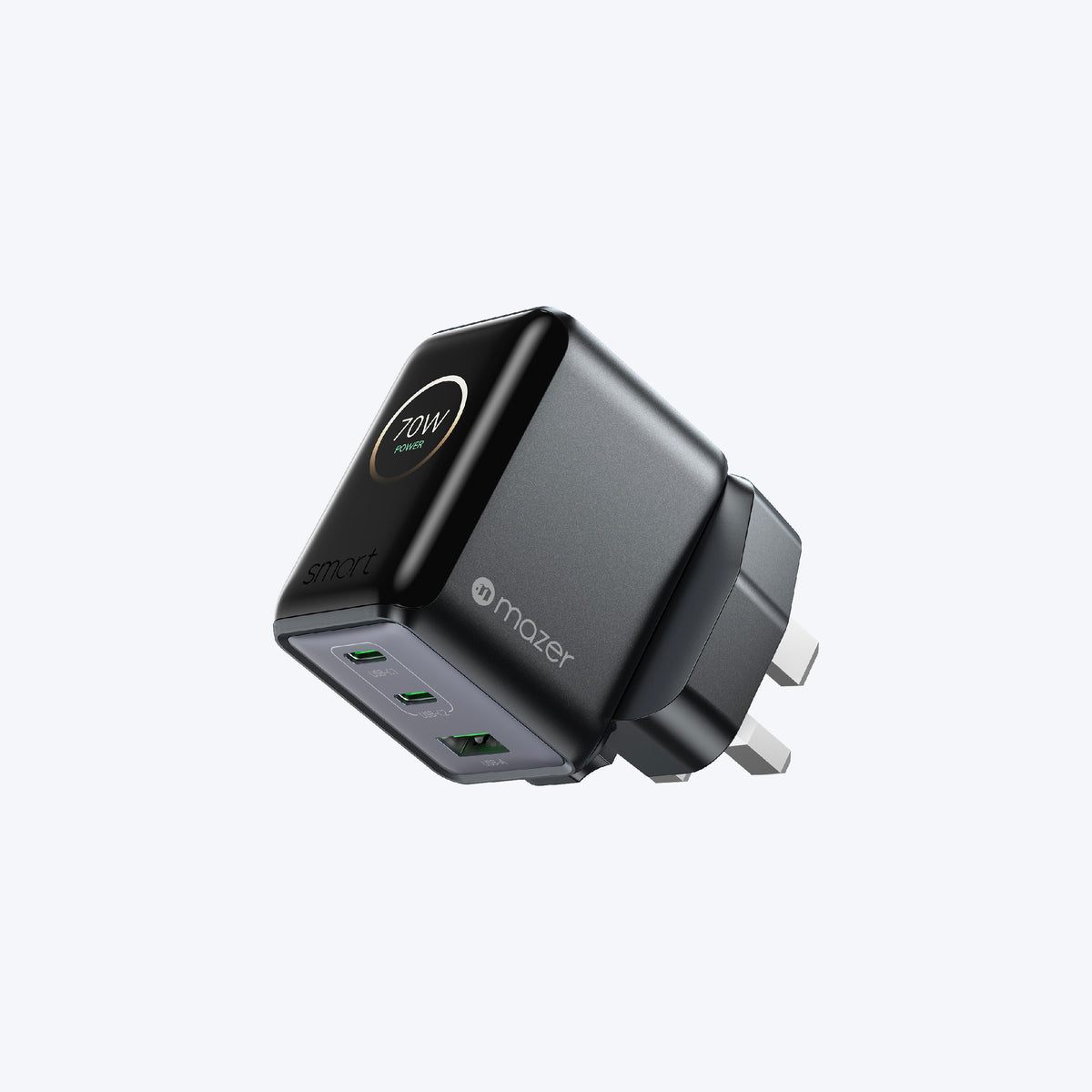 PrestigeGaN Ai 70W GaN Wall Charger Ai Display (3 Ports)